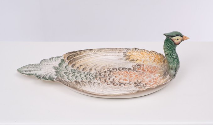 Large Italian Ceramic Peacock Fruit Platter, 1975-GCG-1703538