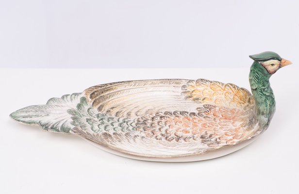 Large Italian Ceramic Peacock Fruit Platter, 1975-GCG-1703538