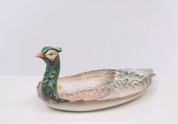 Large Italian Ceramic Peacock Fruit Platter, 1975-GCG-1703538