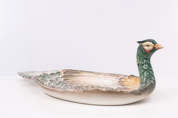 Large Italian Ceramic Peacock Fruit Platter, 1975-GCG-1703538