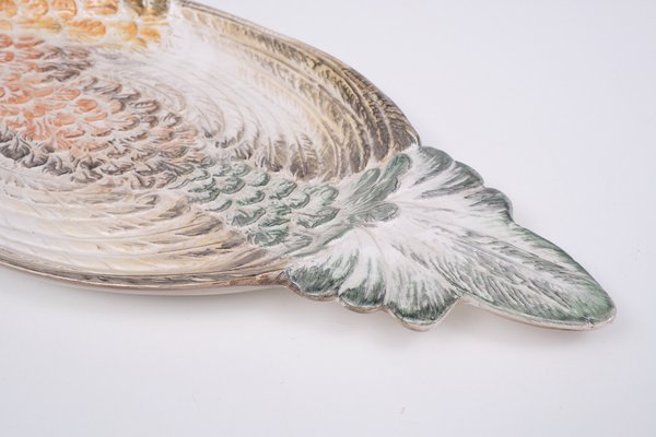 Large Italian Ceramic Peacock Fruit Platter, 1975-GCG-1703538