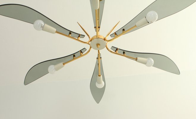 Large Italian Chandelier attributed to Fontana Arte, 1950s-UB-1785165