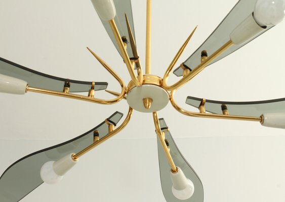 Large Italian Chandelier attributed to Fontana Arte, 1950s-UB-1785165