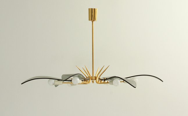 Large Italian Chandelier attributed to Fontana Arte, 1950s-UB-1785165