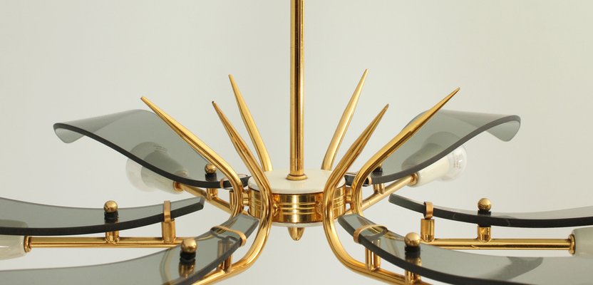 Large Italian Chandelier attributed to Fontana Arte, 1950s-UB-1785165