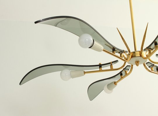 Large Italian Chandelier attributed to Fontana Arte, 1950s-UB-1785165