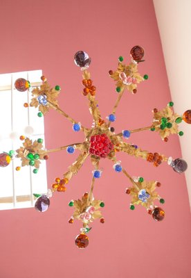 Large Italian Chandelier with Murano Glass Fruits, 1990s-JWI-1814438