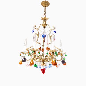 Large Italian Chandelier with Murano Glass Fruits, 1990s-JWI-1814438