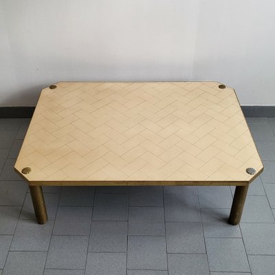 Large Italian Coffee Table in Steel and Brass, 1960s-CGX-1806255