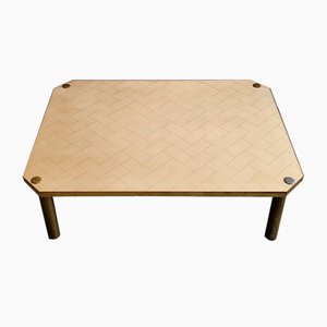 Large Italian Coffee Table in Steel and Brass, 1960s-CGX-1806255