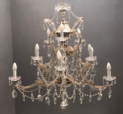 Large Italian Crystal Murano Chandelier, 1950s-JJC-766739