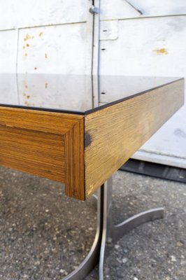 Large Italian Desk in Aluminum Wood and Glass from Trau, 1960s-VCV-1338620