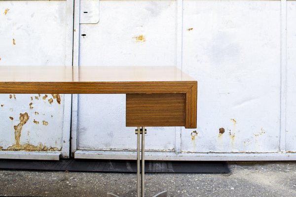 Large Italian Desk in Aluminum Wood and Glass from Trau, 1960s-VCV-1338620