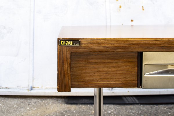 Large Italian Desk in Aluminum Wood and Glass from Trau, 1960s-VCV-1338620