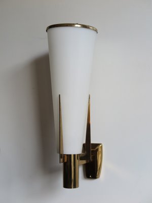 Large Italian Glass and Brass Sconce from Stilnovo, 1950s-CC-555084