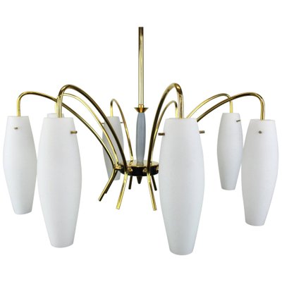 Large Italian Glass Sunburst Chandelier in the Style of Stilnovo, 1950s-UGR-1085466