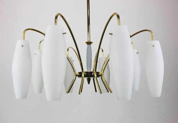 Large Italian Glass Sunburst Chandelier in the Style of Stilnovo, 1950s-UGR-1085466