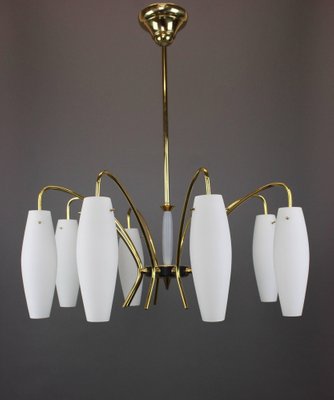 Large Italian Glass Sunburst Chandelier in the Style of Stilnovo, 1950s-UGR-1085466