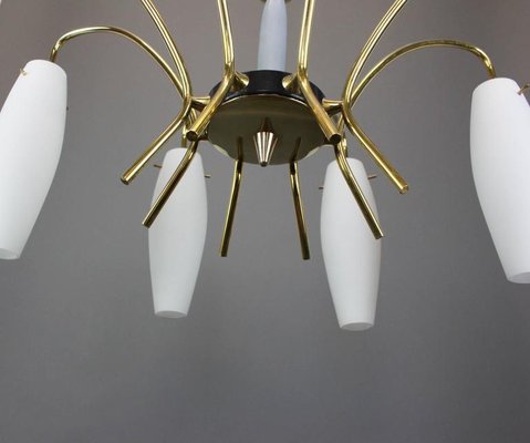 Large Italian Glass Sunburst Chandelier in the Style of Stilnovo, 1950s-UGR-1085889