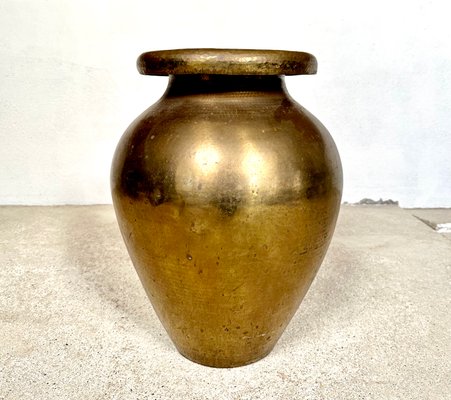 Large Italian Hand-Hammered Brass Vase attributed to Egidio Casagrande, 1950s-JP-1782422