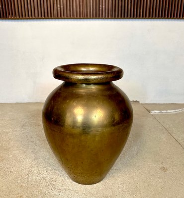 Large Italian Hand-Hammered Brass Vase attributed to Egidio Casagrande, 1950s-JP-1782422