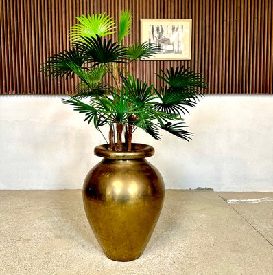 Large Italian Hand-Hammered Brass Vase attributed to Egidio Casagrande, 1950s-JP-1782422