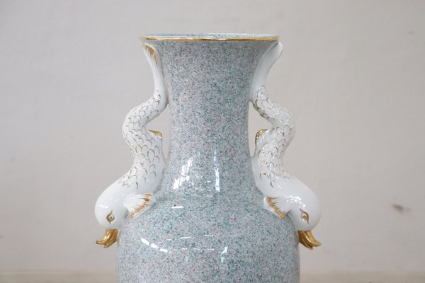 Large Italian Hand-Painted Porcelain Vase, 1980s-DCO-868920