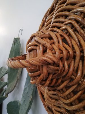 Large Italian Hand-Woven Willow Basket with Lid, 1950s-UIW-1303995