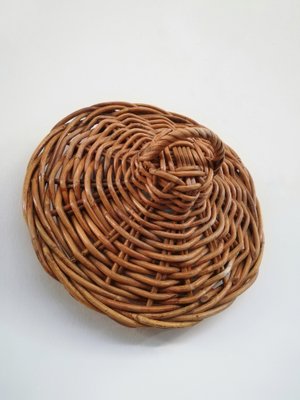 Large Italian Hand-Woven Willow Basket with Lid, 1950s-UIW-1303995