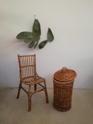 Large Italian Hand-Woven Willow Basket with Lid, 1950s-UIW-1303995