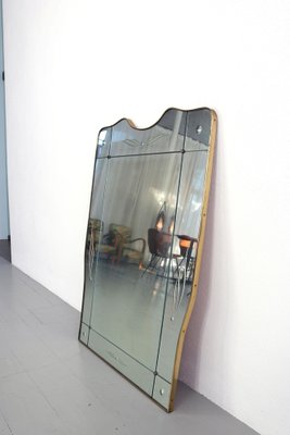 Large Italian Mirror With Brass Frame, 1950s-AA-1274082