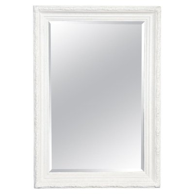 Large Italian Modern Rectangular Mirror with White Wooden Frame, 1990s-GDD-1393014