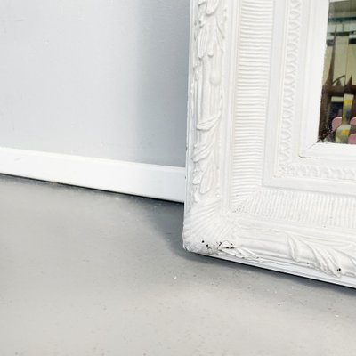 Large Italian Modern Rectangular Mirror with White Wooden Frame, 1990s-GDD-1393014