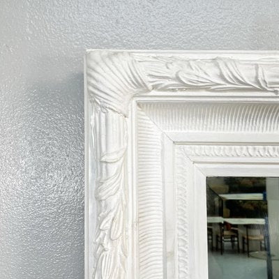 Large Italian Modern Rectangular Mirror with White Wooden Frame, 1990s-GDD-1393014