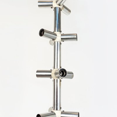 Large Italian Modern Satin Steel and Plastic Vertical Chandelier with 28 Lights, 1970s-GDD-1307143