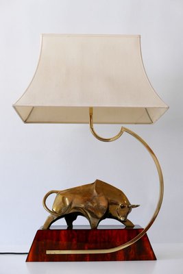 Large Italian Modernist Brass Bull Light Object or Table Lamp by D. Delo, 1970s-WPT-700742