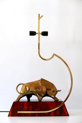 Large Italian Modernist Brass Bull Light Object or Table Lamp by D. Delo, 1970s-WPT-700742