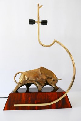 Large Italian Modernist Brass Bull Light Object or Table Lamp by D. Delo, 1970s-WPT-700742