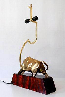 Large Italian Modernist Brass Bull Light Object or Table Lamp by D. Delo, 1970s-WPT-700742