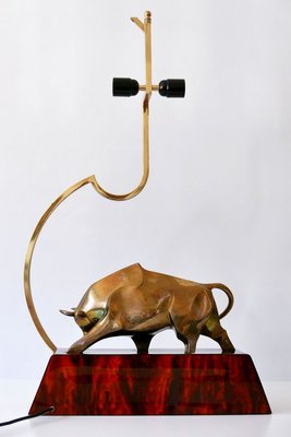 Large Italian Modernist Brass Bull Light Object or Table Lamp by D. Delo, 1970s-WPT-700742