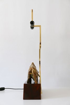 Large Italian Modernist Brass Bull Light Object or Table Lamp by D. Delo, 1970s-WPT-700742