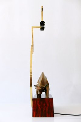 Large Italian Modernist Brass Bull Light Object or Table Lamp by D. Delo, 1970s-WPT-700742