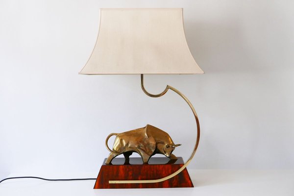 Large Italian Modernist Brass Bull Light Object or Table Lamp by D. Delo, 1970s-WPT-700742