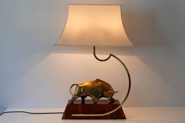 Large Italian Modernist Brass Bull Light Object or Table Lamp by D. Delo, 1970s-WPT-700742