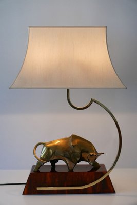 Large Italian Modernist Brass Bull Light Object or Table Lamp by D. Delo, 1970s-WPT-700742