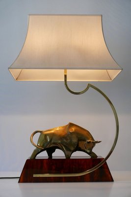 Large Italian Modernist Brass Bull Light Object or Table Lamp by D. Delo, 1970s-WPT-700742