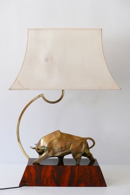 Large Italian Modernist Brass Bull Light Object or Table Lamp by D. Delo, 1970s-WPT-700742