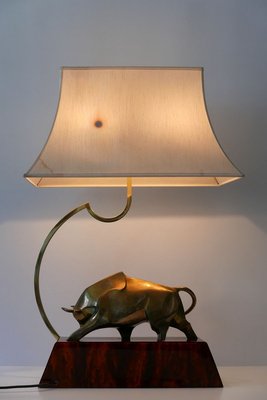 Large Italian Modernist Brass Bull Light Object or Table Lamp by D. Delo, 1970s-WPT-700742