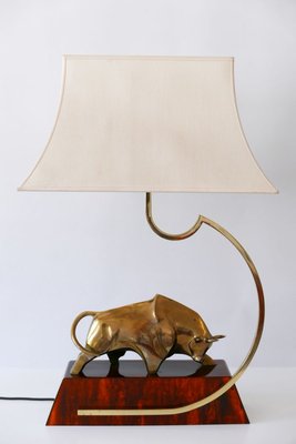 Large Italian Modernist Brass Bull Light Object or Table Lamp by D. Delo, 1970s-WPT-700742