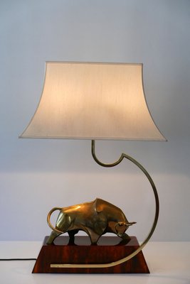 Large Italian Modernist Brass Bull Light Object or Table Lamp by D. Delo, 1970s-WPT-700742